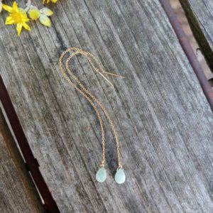 Shop Amazonite Jewelry! Amazonite threader earrings. Gold threader earrings.  Silver amazonite threader.  Rose gold amazonite earrings | Natural genuine Amazonite jewelry. Buy crystal jewelry, handmade handcrafted artisan jewelry for women.  Unique handmade gift ideas. #jewelry #beadedjewelry #beadedjewelry #gift #shopping #handmadejewelry #fashion #style #product #jewelry #affiliate #ad