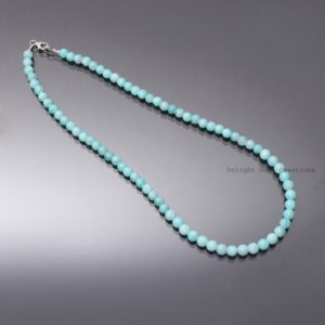 Shop Amazonite Necklaces! Natural Amazonite Beaded Necklace-6-7mm Amazonite Smooth Round Beads Necklace-Chunky Round Bead Necklace-Blue Dainty Beads Necklace | Natural genuine Amazonite necklaces. Buy crystal jewelry, handmade handcrafted artisan jewelry for women.  Unique handmade gift ideas. #jewelry #beadednecklaces #beadedjewelry #gift #shopping #handmadejewelry #fashion #style #product #necklaces #affiliate #ad