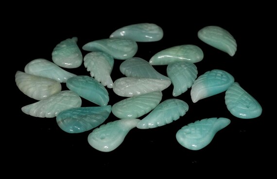 16x8mm  Amazonite Gemstone Grade Aa Carved Angel Wing Beads Bulk Lot 2,6,12,24,48 (90187136-001)