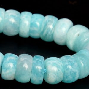 Shop Amazonite Rondelle Beads! 8×2-5MM Genuine Natural Blue Amazonite Beads Grade AA Gemstone Half Strand Rondelle Loose Beads 7.5" Bulk Lot Options (107896h-2586) | Natural genuine rondelle Amazonite beads for beading and jewelry making.  #jewelry #beads #beadedjewelry #diyjewelry #jewelrymaking #beadstore #beading #affiliate #ad