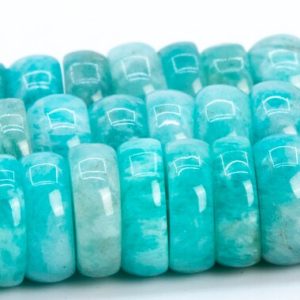 8x4MM Genuine Natural Peruvian Amazonite Beads Grade AAA Mint Green Gemstone Rondelle Loose Beads 15"/7.5" Bulk Lot Options (115566) | Natural genuine rondelle Amazonite beads for beading and jewelry making.  #jewelry #beads #beadedjewelry #diyjewelry #jewelrymaking #beadstore #beading #affiliate #ad