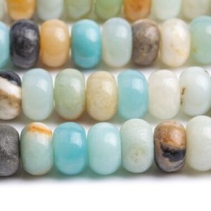 Shop Amazonite Rondelle Beads! Genuine Natural Amazonite Gemstone Beads 8x5MM Multicolor Rondelle A Quality Loose Beads (102220) | Natural genuine rondelle Amazonite beads for beading and jewelry making.  #jewelry #beads #beadedjewelry #diyjewelry #jewelrymaking #beadstore #beading #affiliate #ad