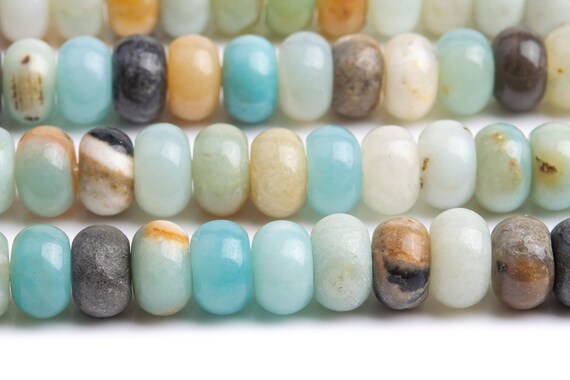 Genuine Natural Amazonite Gemstone Beads 8x5mm Multicolor Rondelle A Quality Loose Beads (102220)