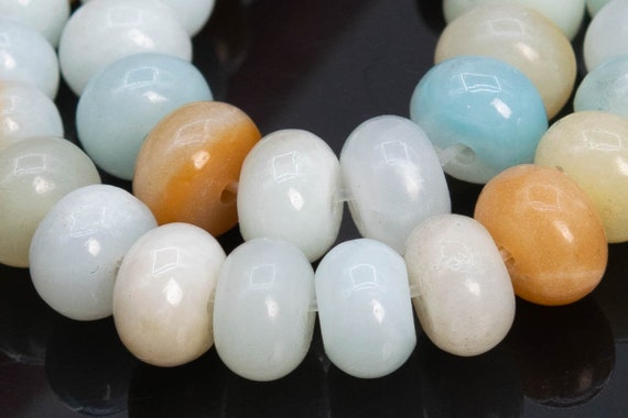 Genuine Natural Amazonite Gemstone Beads 6x4mm Multicolor Rondelle A Quality Loose Beads (102219)