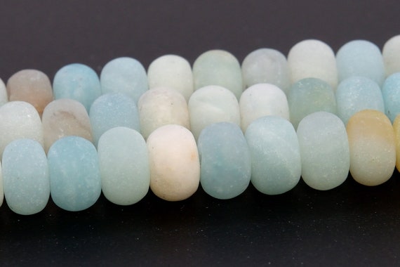 Matte Blue Amazonite Beads Grade A Genuine Natural Gemstone Rondelle Loose Beads 6x4mm 8x5mm Bulk Lot Options