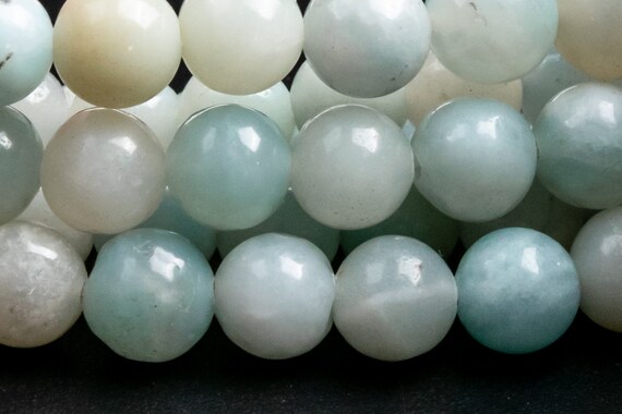 Genuine Natural Amazonite Gemstone Beads 6-7mm Blue Round A Quality Loose Beads (102651)