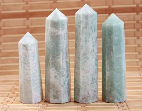 Amazonite Crystal Wand Large Obelisk Healing Crystal Wand, 8 Faceted Pencil Tower