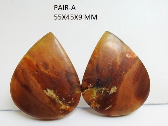 Amber Smooth Fancy Shape Pair Cabochon/handmade Stone/personalized Gift/for Making Earring Jewelry/one Of Kind/100%natural/c-12