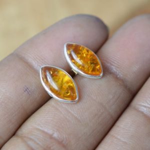 Shop Amber Earrings! Lab Amber 925 Sterling Silver Gemstone Stud Earring | Natural genuine Amber earrings. Buy crystal jewelry, handmade handcrafted artisan jewelry for women.  Unique handmade gift ideas. #jewelry #beadedearrings #beadedjewelry #gift #shopping #handmadejewelry #fashion #style #product #earrings #affiliate #ad