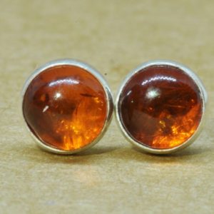 Amber Earrings, Sterling Silver Amber jewelry Studs, 5 mm | Natural genuine Gemstone earrings. Buy crystal jewelry, handmade handcrafted artisan jewelry for women.  Unique handmade gift ideas. #jewelry #beadedearrings #beadedjewelry #gift #shopping #handmadejewelry #fashion #style #product #earrings #affiliate #ad