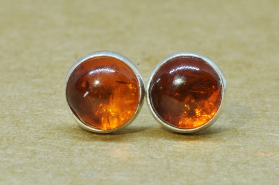 Amber Earrings, Sterling Silver Amber Jewelry Studs, 5 Mm