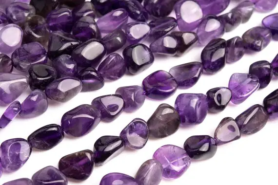 Genuine Natural Amethyst Gemstone Beads 8-10mm Purple Pebble Nugget Aa Quality Loose Beads (108533)