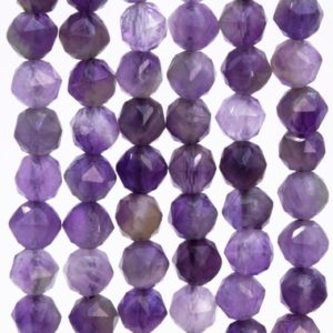 Shop Amethyst Faceted Beads! Genuine Natural Amethyst Gemstone Beads 4-5MM Purple Star Cut Faceted A Quality Loose Beads (113225) | Natural genuine faceted Amethyst beads for beading and jewelry making.  #jewelry #beads #beadedjewelry #diyjewelry #jewelrymaking #beadstore #beading #affiliate #ad