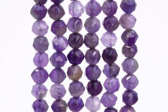 Genuine Natural Amethyst Gemstone Beads 4-5mm Purple Star Cut Faceted A Quality Loose Beads (113225)