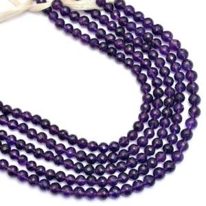 Shop Amethyst Faceted Beads! Amethyst Gemstone 7mm Round Faceted Beads | 10" Strand | Deep Purple Natural African Amethyst Semi Precious Gemstone Round Beads for Jewelry | Natural genuine faceted Amethyst beads for beading and jewelry making.  #jewelry #beads #beadedjewelry #diyjewelry #jewelrymaking #beadstore #beading #affiliate #ad