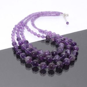 Shop Amethyst Necklaces! Amethyst Beaded Necklace, Purple Amethyst 6-12mm Multi Layer Beads Necklace, Designer Necklace, Women's Necklace, Amethyst Beads Jewellery | Natural genuine Amethyst necklaces. Buy crystal jewelry, handmade handcrafted artisan jewelry for women.  Unique handmade gift ideas. #jewelry #beadednecklaces #beadedjewelry #gift #shopping #handmadejewelry #fashion #style #product #necklaces #affiliate #ad