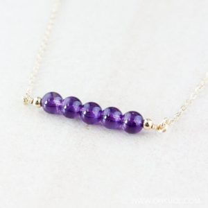 Shop Amethyst Necklaces! Gold Purple Amethyst Horizontal Bar Necklace, Row Of Stones, Beaded Bar Necklace, February Amethyst | Natural genuine Amethyst necklaces. Buy crystal jewelry, handmade handcrafted artisan jewelry for women.  Unique handmade gift ideas. #jewelry #beadednecklaces #beadedjewelry #gift #shopping #handmadejewelry #fashion #style #product #necklaces #affiliate #ad
