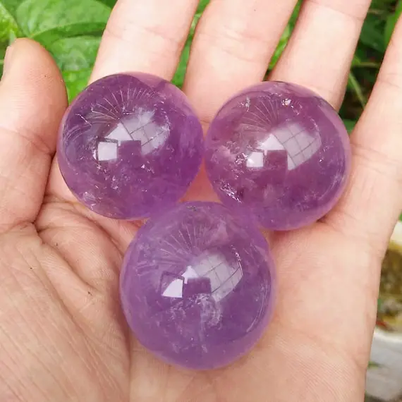 Amethyst Ball Beads, Natural Gemstone Beads, Big Round Beads, Crystal Healing Stone Beads 20mm 30mm 40mm 1pc