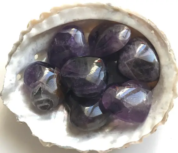 Amethyst Tiny Gemstone Heart, Stability Stone, Calming, Healing Crystals, Healing Stones, Spiritual Stone, Chakra Stone