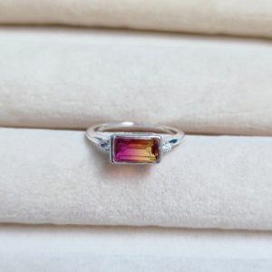 Shop Ametrine Jewelry! Ametrine Doublet Quartz Ring, 925 sterling Silver Ring, Baguette Ametrine Ring, Ametrine Silver Ring, Bi color stone ring, Ring for Gift | Natural genuine Ametrine jewelry. Buy crystal jewelry, handmade handcrafted artisan jewelry for women.  Unique handmade gift ideas. #jewelry #beadedjewelry #beadedjewelry #gift #shopping #handmadejewelry #fashion #style #product #jewelry #affiliate #ad