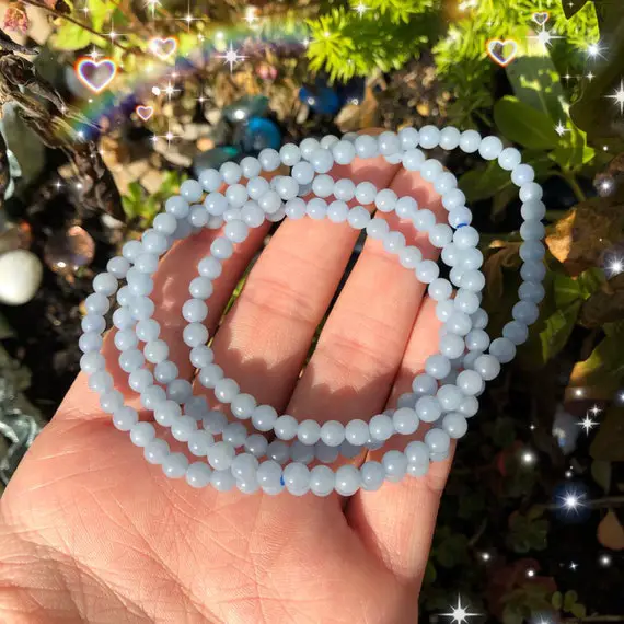 Angelite Bracelets, Glacier Blue Mini Beads!