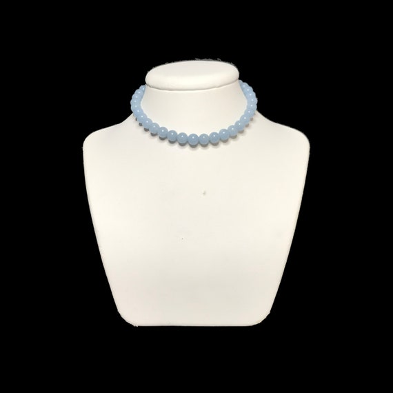 Angelite Choker Necklace. High Quality Genuine Beaded Healing Crystal Necklace. Handmade Dainty 6mm Gemstone Jewellery. Angelite Necklace.