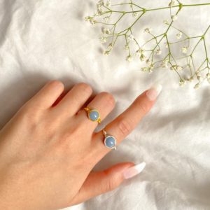 Natural Angelite Crystal Wire Wrapped Rings, Gold and Silver, Handmade Gemstone Healing Crystal Rings, Blue Crystal Ring, Handcrafted Rings | Natural genuine Gemstone rings, simple unique handcrafted gemstone rings. #rings #jewelry #shopping #gift #handmade #fashion #style #affiliate #ad