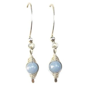 Shop Angelite Earrings! Angelite Earrings in Sterling Silver | Natural genuine Angelite earrings. Buy crystal jewelry, handmade handcrafted artisan jewelry for women.  Unique handmade gift ideas. #jewelry #beadedearrings #beadedjewelry #gift #shopping #handmadejewelry #fashion #style #product #earrings #affiliate #ad