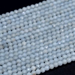 Shop Angelite Beads! 3MM Angelite Beads Grade AAA Genuine Natural Gemstone Full Strand Faceted Round Loose Beads 15" Bulk Lot Options (107669-2502) | Natural genuine faceted Angelite beads for beading and jewelry making.  #jewelry #beads #beadedjewelry #diyjewelry #jewelrymaking #beadstore #beading #affiliate #ad