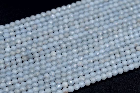 3mm Angelite Beads Grade Aaa Genuine Natural Gemstone Full Strand Faceted Round Loose Beads 15" Bulk Lot Options (107669-2502)