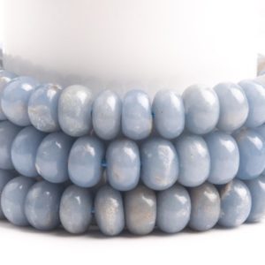Shop Angelite Beads! Natural Blue Angelite Gemstone Grade A Rondelle 9x5mm Loose Beads | Natural genuine rondelle Angelite beads for beading and jewelry making.  #jewelry #beads #beadedjewelry #diyjewelry #jewelrymaking #beadstore #beading #affiliate #ad