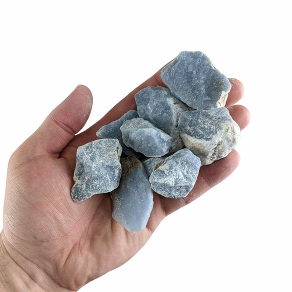 Blue Angelite Stones 1/2 Lb Lot Natural Tumbling Rough Crystals Anhydrite
