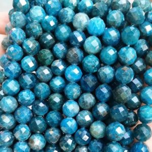 Shop Apatite Faceted Beads! Natural Faceted Blue Apatite Round Beads,4mm 6mm 8mm 10mm Faceted Blue Apatite Beads Wholesale Supply,one strand 15" | Natural genuine faceted Apatite beads for beading and jewelry making.  #jewelry #beads #beadedjewelry #diyjewelry #jewelrymaking #beadstore #beading #affiliate #ad