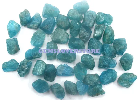 10 Pieces Gemstone Rough Size 14-16 Mm  Natural Neon Blue Apatite Healing Crystal Gemstone Dark Indigo Shades Rough Making Jewelry Rough