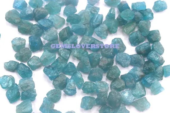 Handcrafted Raw Size 10-12 Mm Blue Apatite Is Great For Developing Self-confidence 25 Pieces Raw Natural Neon Blue Apatite Gemstone Rough