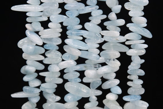 Genuine Natural Aquamarine Gemstone Beads 12-24x3-5mm Blue Stick Pebble Chip Aa Quality Loose Beads (111266)