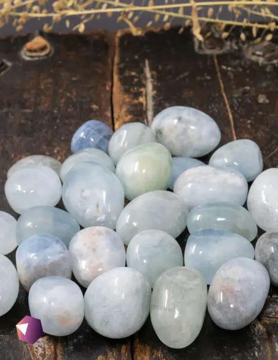 Aquamarine Pocket Stones - Stone Of Courage Aquamarine Crystal - Polished Aquamarine Tumbled Stones - Polished Mini Aquamarine Crystals