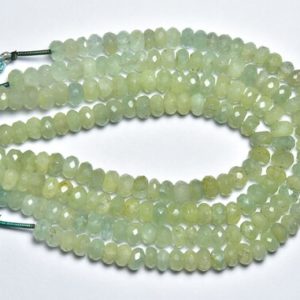 Shop Aquamarine Rondelle Beads! Aquamarine Rondelle Beads – 7 inches – Beautiful Natural Faceted Aquamarine Rondelle – Size is 5.5 – 6 mm #929 | Natural genuine rondelle Aquamarine beads for beading and jewelry making.  #jewelry #beads #beadedjewelry #diyjewelry #jewelrymaking #beadstore #beading #affiliate #ad