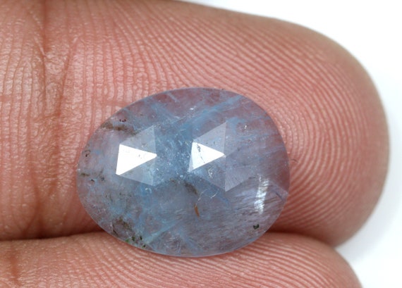 14x11mm Aquamarine Faceted Flat Back Gemstone Ring Size Blue Aquamarine Loose Gemstone Egg Shape Rose Cut Aquamarine Gemstone 3.50 Ct