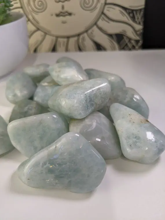 Aquamarine Tumbled Stone Large Ethically Sourced Crystals From Brazil Not Heat-treated  No Dyes