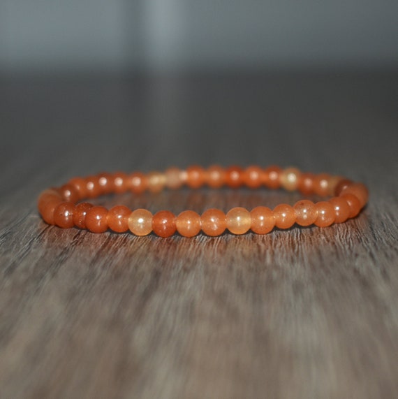 4mm Orange Aventurine Bracelet For Her, Healing Crystal Bracelet, Sacral Chakra Healing Bracelet, Orange Bracelet, Meditation Bracelet