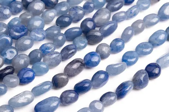 Aventurine Gemstone Beads 6-8mm Blue Pebble Nugget Aaa Quality Loose Beads (108461)
