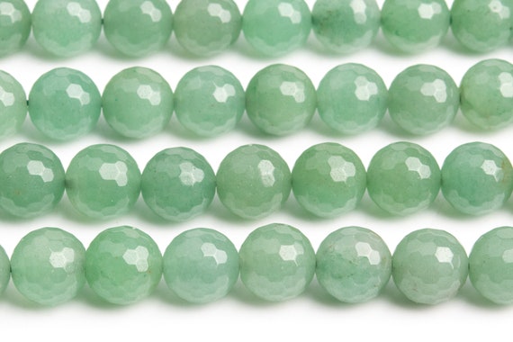 Genuine Natural Aventurine Gemstone Beads 10mm Green Micro Faceted Round Aaa Quality Loose Beads (100637)