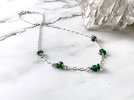 Raw Aventurine Necklace Anniversary Gift, Dainty Green Crystal Satellite Station Necklace Or Choker, Prosperity Abundance Wealth Jewelry