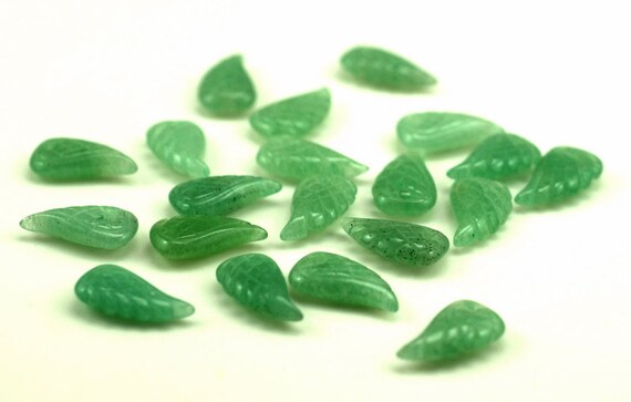 19x10mm Green Aventurine Gemstone Carved Angel Wing Beads Bulk Lot 2,6,12,24,48 (90187138-001)