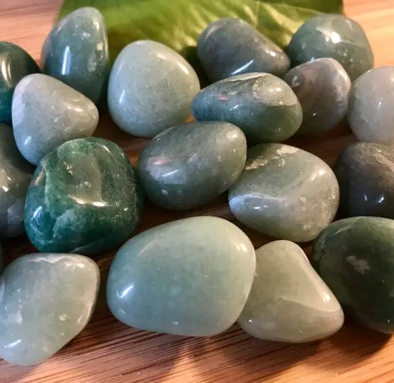 Tumbled Green Aventurine Stones Set With Gift Bag And Note