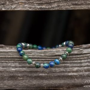 Shop Azurite Bracelets! Azurite bracelet, Azurite malachite, Layer gemstone bracelet, Gift for men, Gift for women, Stack bracelet, Natural stone | Natural genuine Azurite bracelets. Buy handcrafted artisan men's jewelry, gifts for men.  Unique handmade mens fashion accessories. #jewelry #beadedbracelets #beadedjewelry #shopping #gift #handmadejewelry #bracelets #affiliate #ad