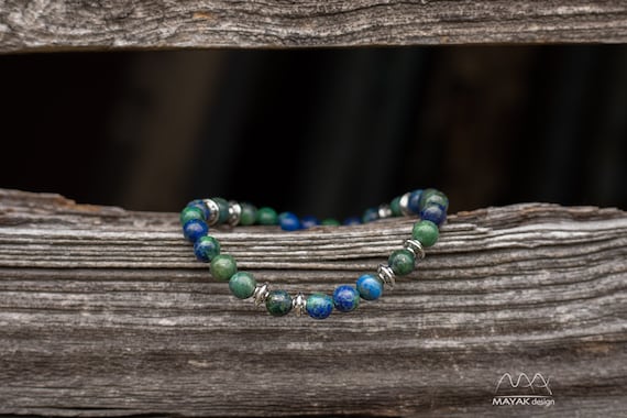 Azurite Bracelet, Azurite Malachite, Layer Gemstone Bracelet, Gift For Men, Gift For Women, Stack Bracelet, Natural Stone