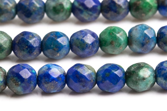 Azurite Gemstone Beads 4mm Green & Blue Faceted Round Aaa Quality Loose Beads (101179)