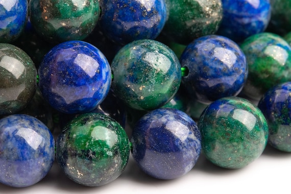 Azurite Gemstone Beads 10mm Green & Blue Round Aaa Quality Loose Beads (101115)